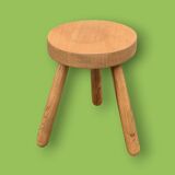Antique solid wood tripod stool - 1960s