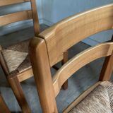 Vintage elm and straw chairs Maison Regain