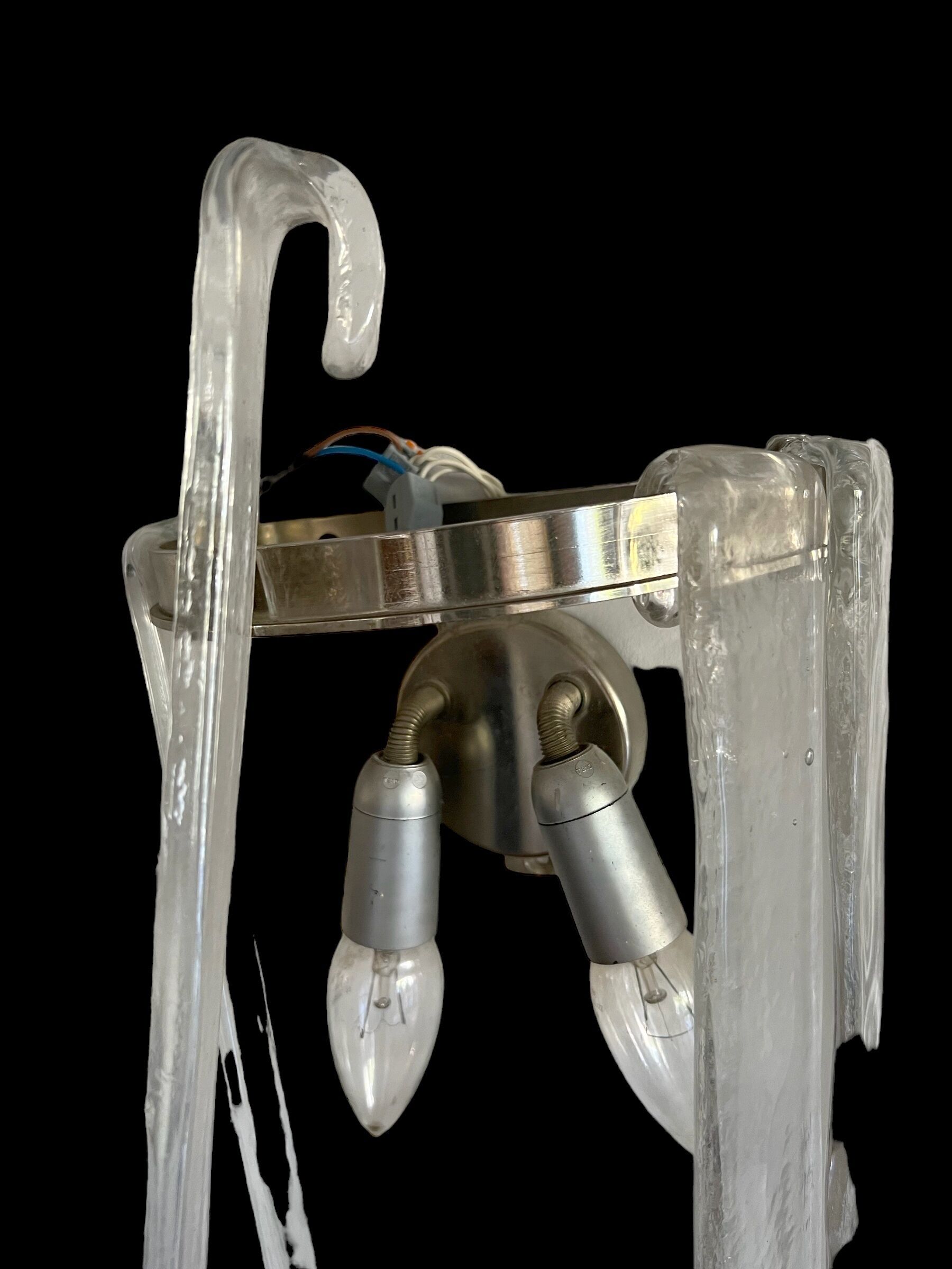 Pair of sconces " called murano waterfall " by carlo nason for mazzega