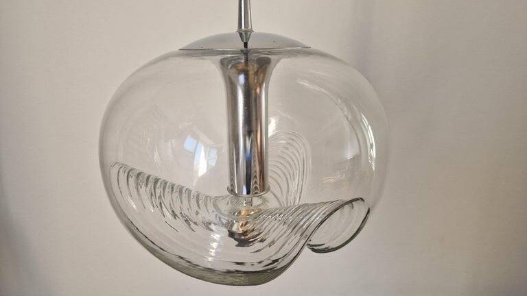 Midcentury Pendant "Wave" by Koch and Lowy for Peill & Putzler, 1960s