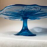 Blue vintage glass cake display
