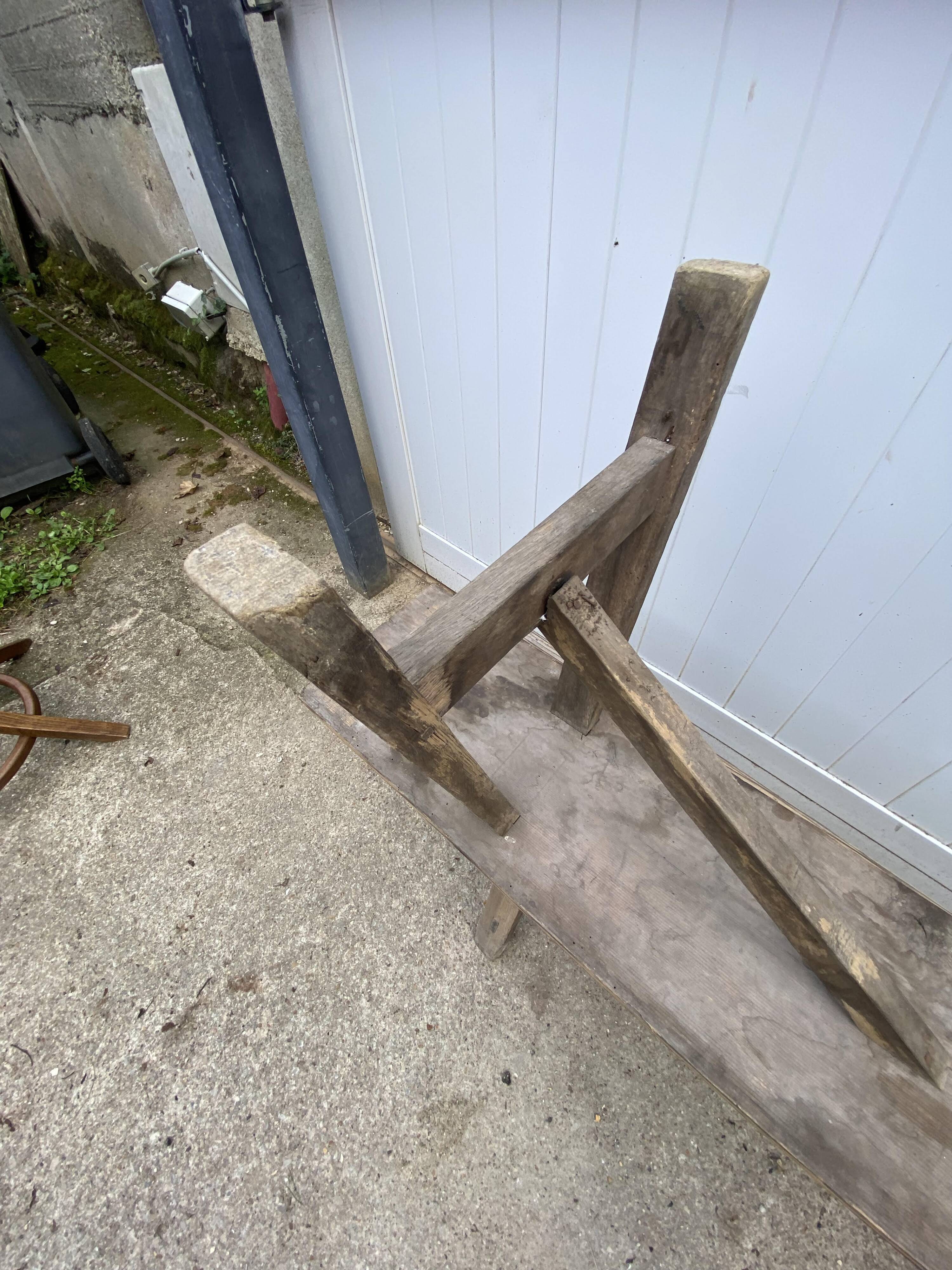 Pair of solid wood farmhouse benches 220cm for rustic farmhouse table.