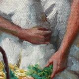 Portrait of a girl with flowers by Alfredo Mompo Roca.