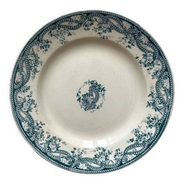 Assiette sur pied en terre de fer Perles U&C Sarreguemines