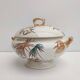 Porcelain soup tureen with heron and bamboo decor
