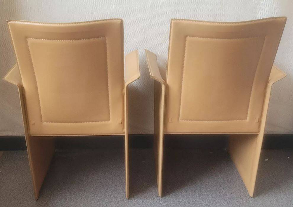 Pair of chairs with Italian design leather armrests