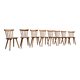Set of 8 vintage bistro chairs – Warm stained wood – Compass legs
