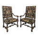 Pair of Louis XIV style armchairs in walnut.