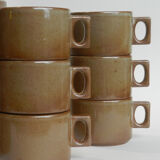 Brenne sandstone cups and saucers