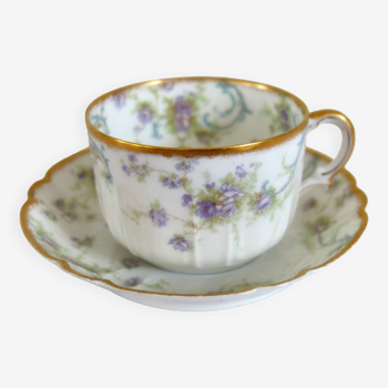Haviland flowered cup and saucer early 20th century