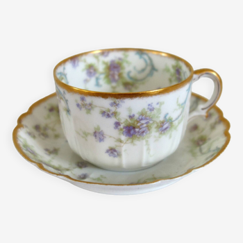 Tasse et sous tasse fleurie Haviland début XXème