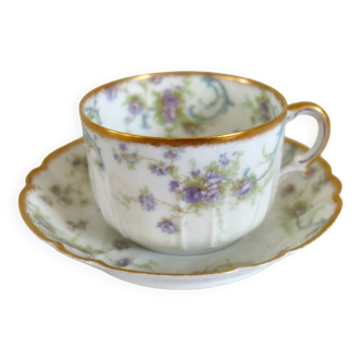 Haviland flowered cup and saucer early 20th century