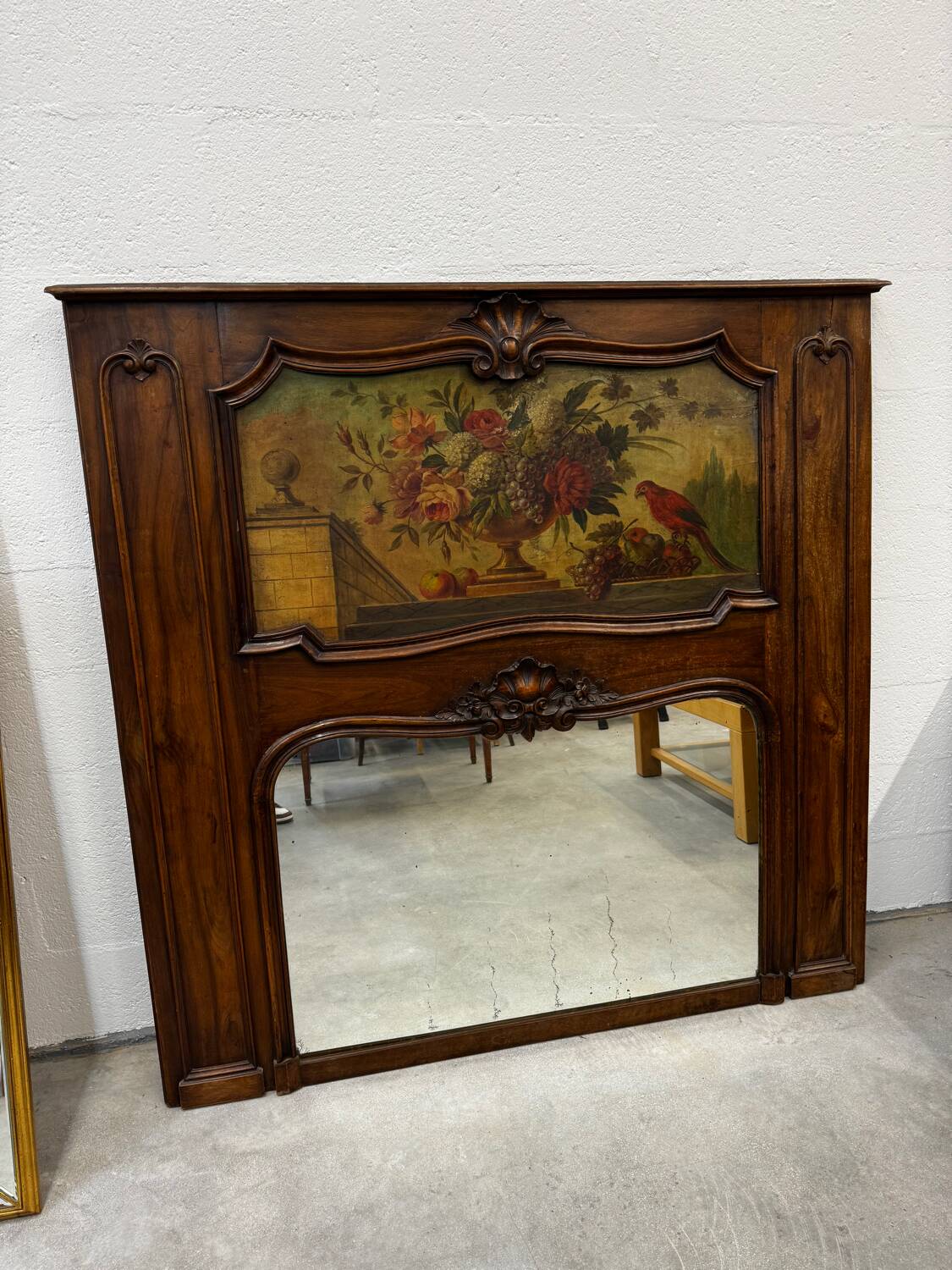 Antique grand trumeau fireplace mirror