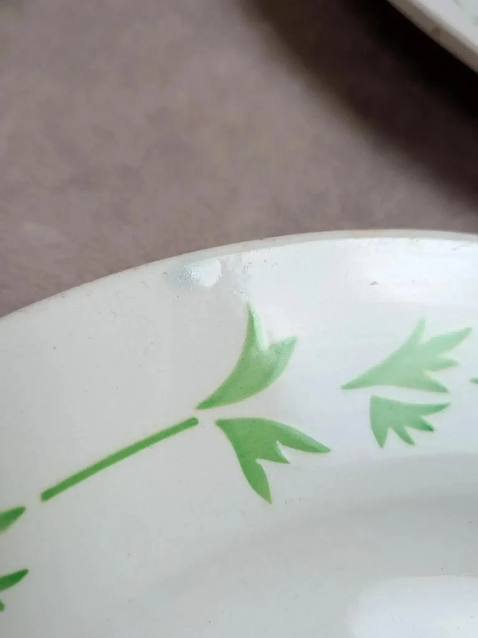 Set of 9 flat plates in ironstone Digoin Sarreguemines – Poupette model – Vintage