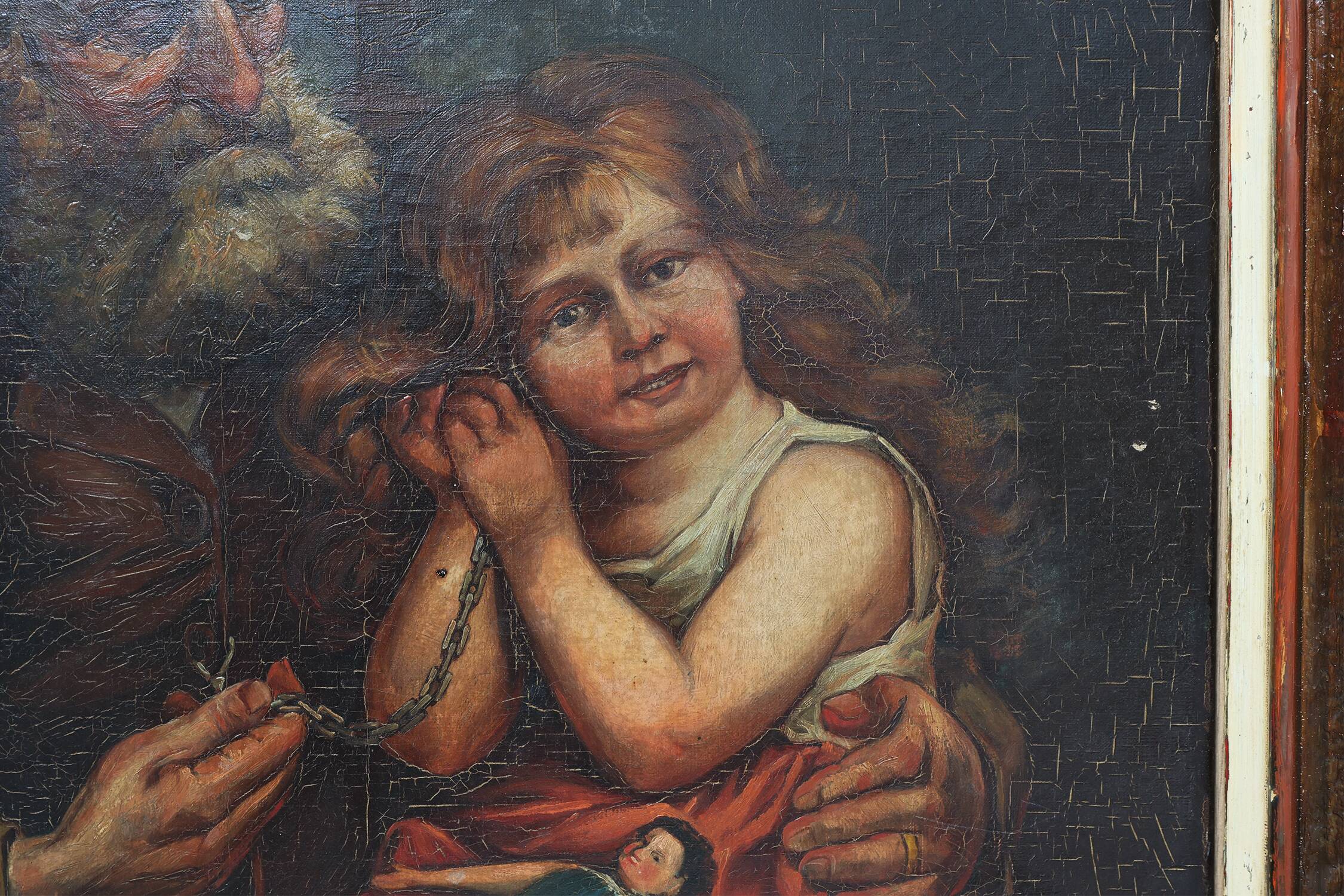 19th Century Baroque Flemish oil painting in antique wooden frame