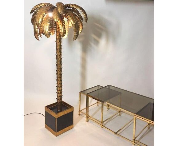 Floor Lamp In The Shape Of A Golden Metal Palm Tree 181 Cm Selency Golden Metal Palm Tree Of 181 Cm, Tree Style Floor Lamp