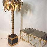 Floor lamp in the shape of a golden metal palm tree of 181 cm