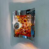 Pair of orange Murano Mazzega wall sconces, Italy, 1970s
