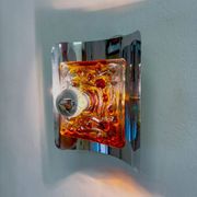 Pair of orange Murano Mazzega wall sconces, Italy, 1970s