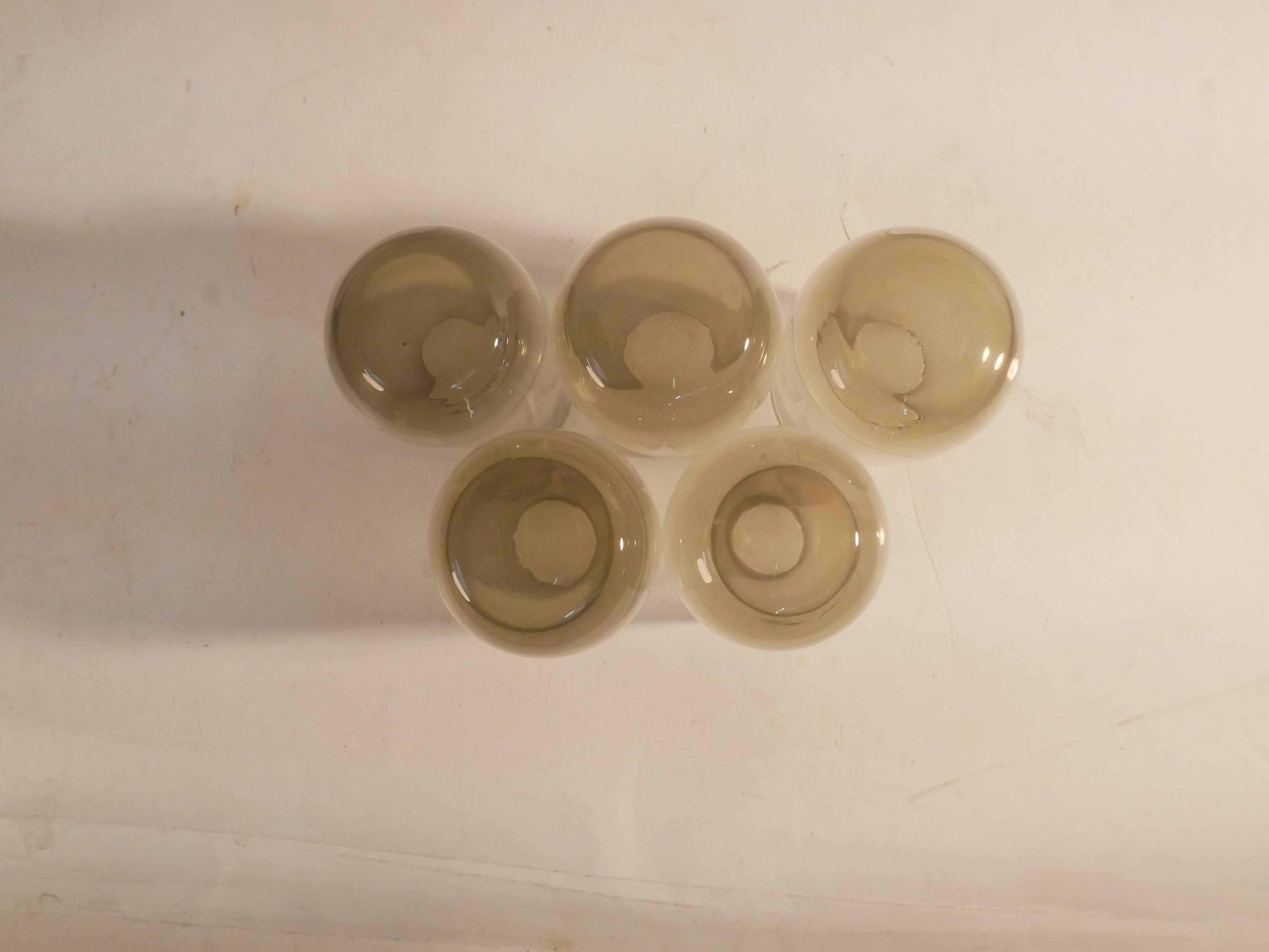 lot 5 vintage brown orangeade glasses 1970 Scandinavian style