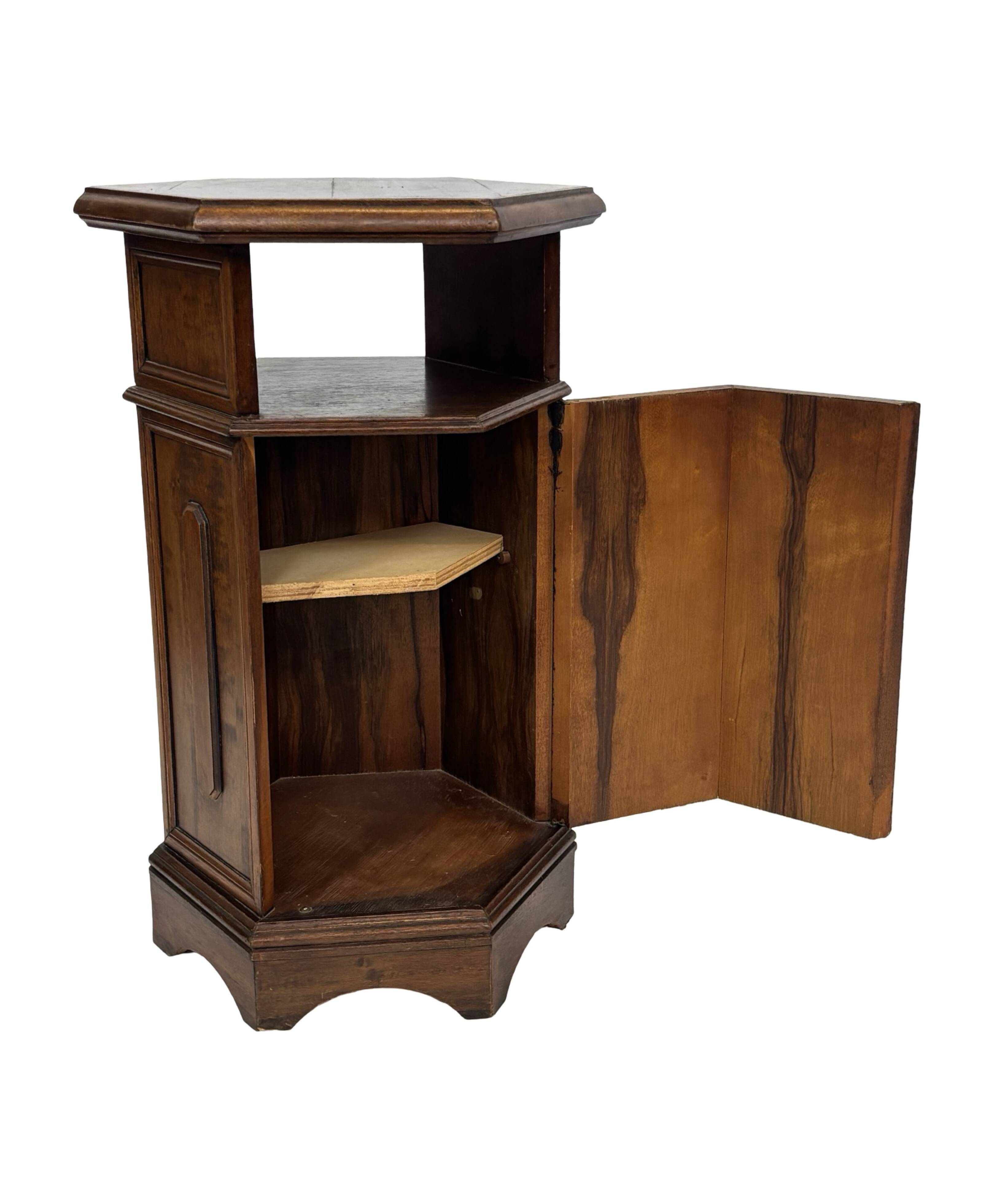 Vintage Hexagonal Side Cabinet with Door Small Side Table Column