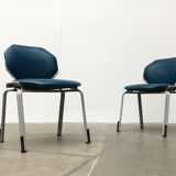 Stackable vintage leather dining chairs from the German space age by Fröscher, 1970s, set of 2.