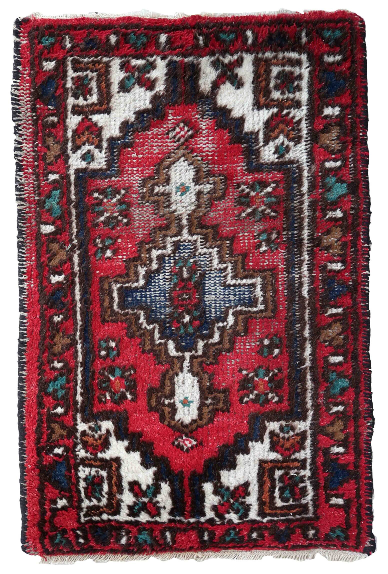 Tapis Vintage Hamadan en Laine (55cm x 88cm), Années 1970
