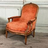 Pair of transitional carved wooden armchairs, 18th century