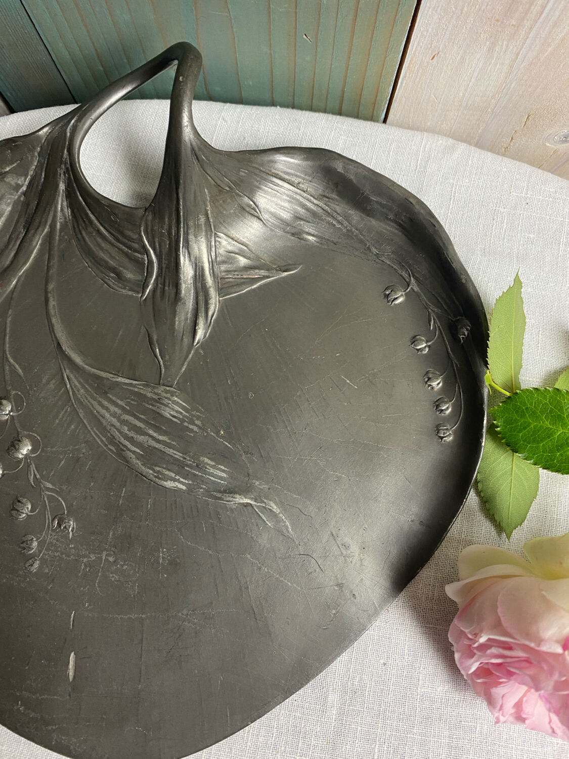 Large Art Nouveau pewter storage tray Kayserzin