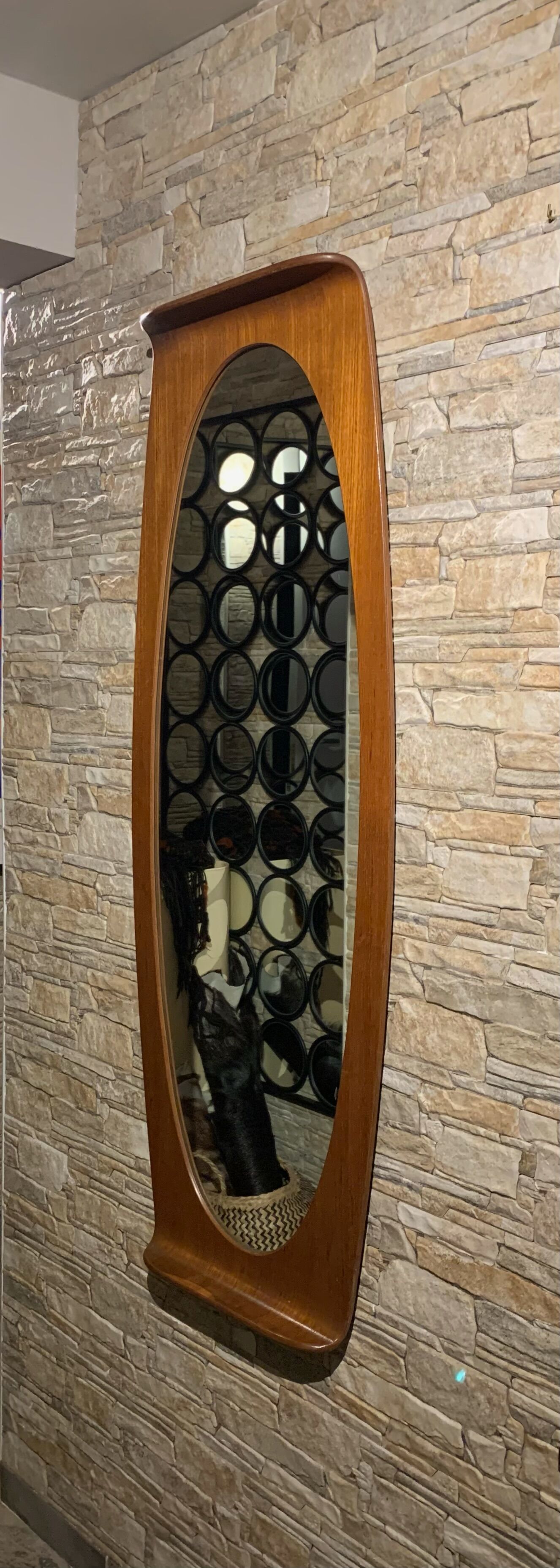 Campo & Graffi - teak vintage wall mirror - 60s mid century modern wood mirror made in italy