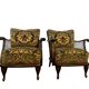 Set of 2 vintage wooden club armchairs