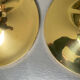 Pair of gold space-age wall lamps flush light gold sölken leuchten germany