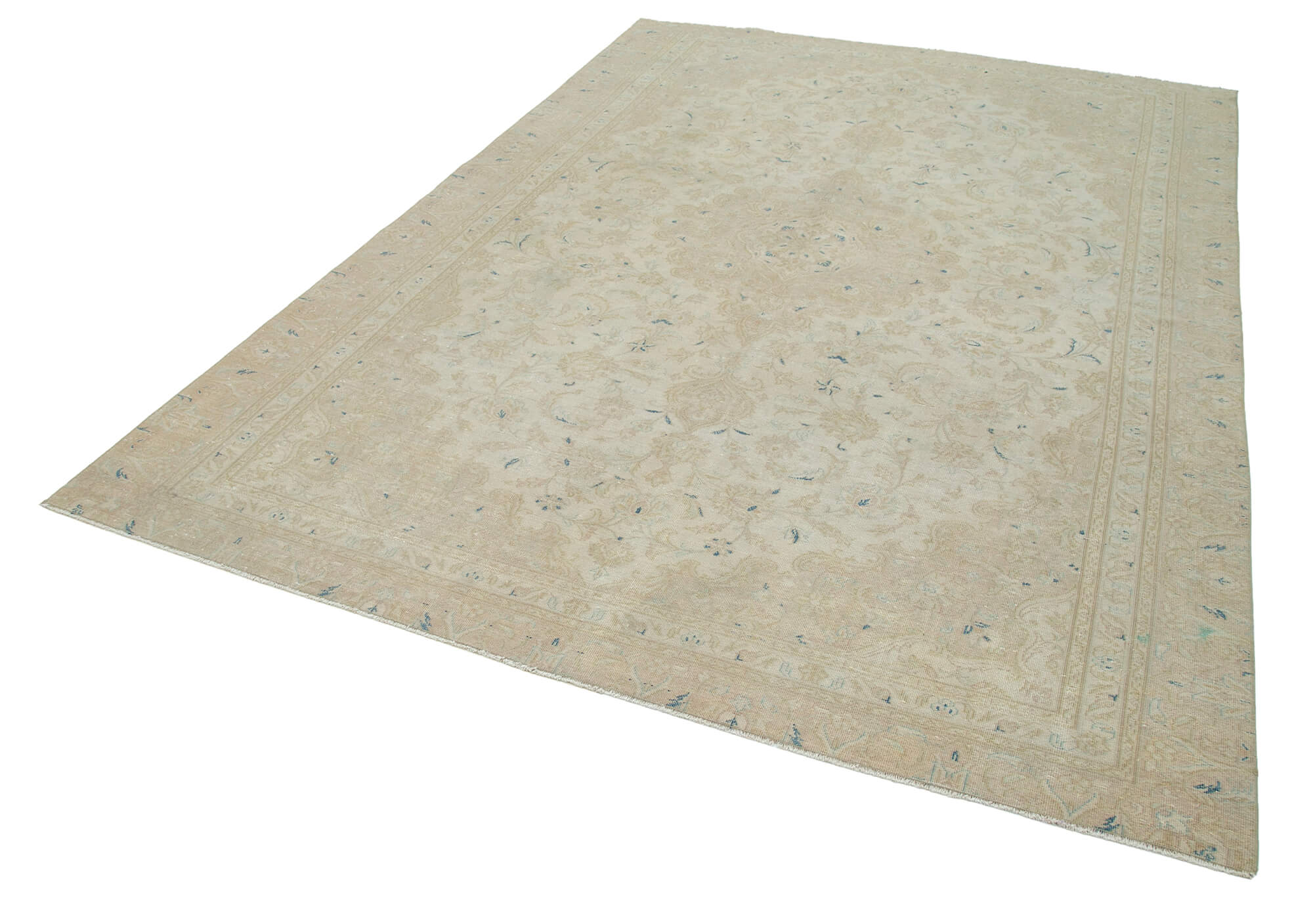 Hand-Knotted Persian Vintage 205 cm x 295 cm Beige Wool Rug