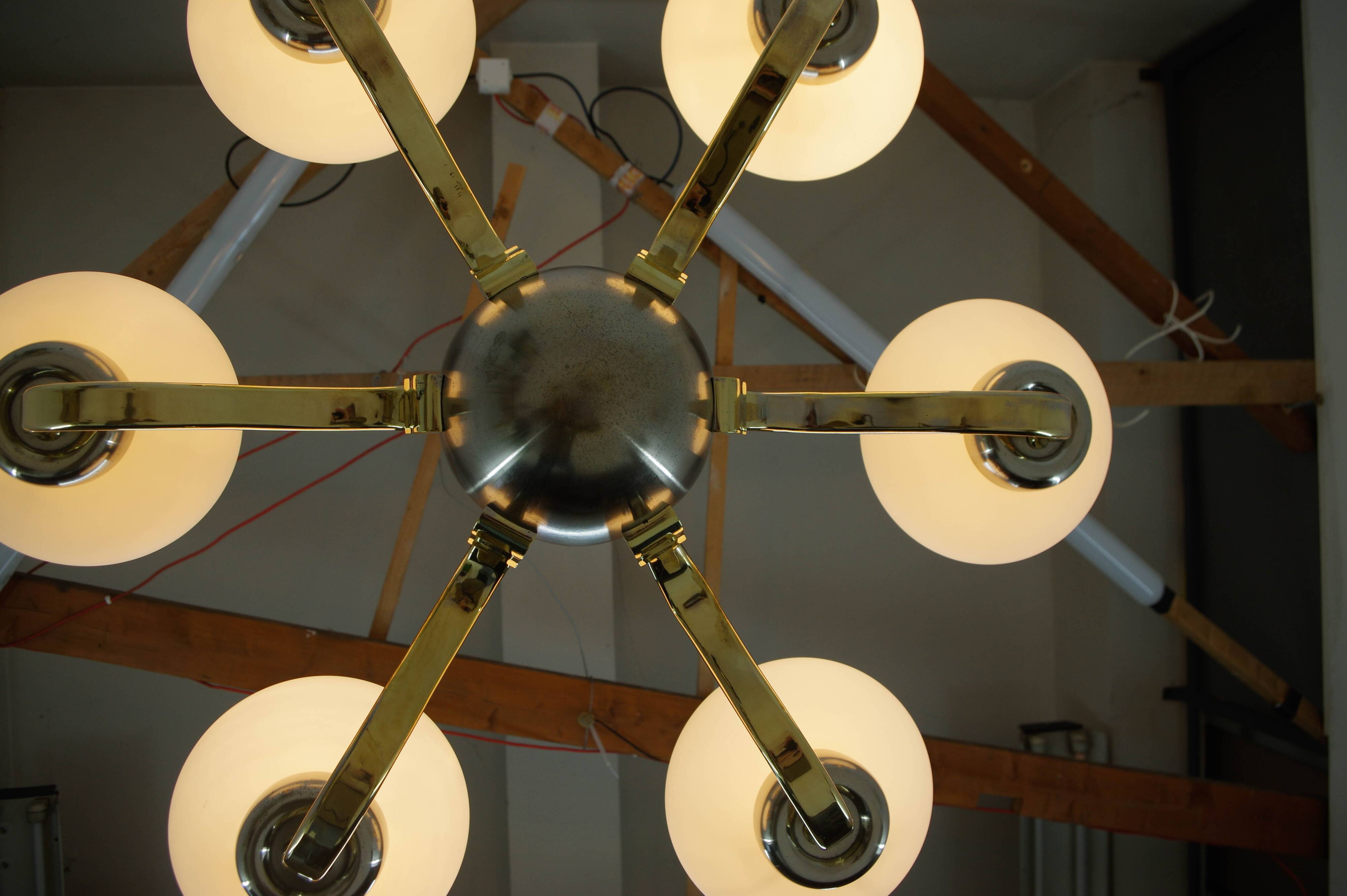 Large Art Deco Chandelier, 1930s, Restored