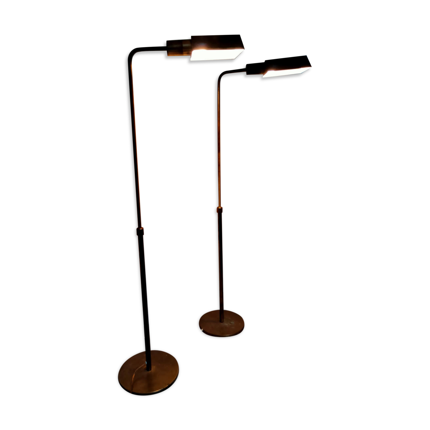 Two vintage brass lampposts