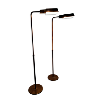 Two vintage brass lampposts