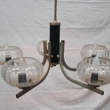 Art deco chandelier in metal and glass