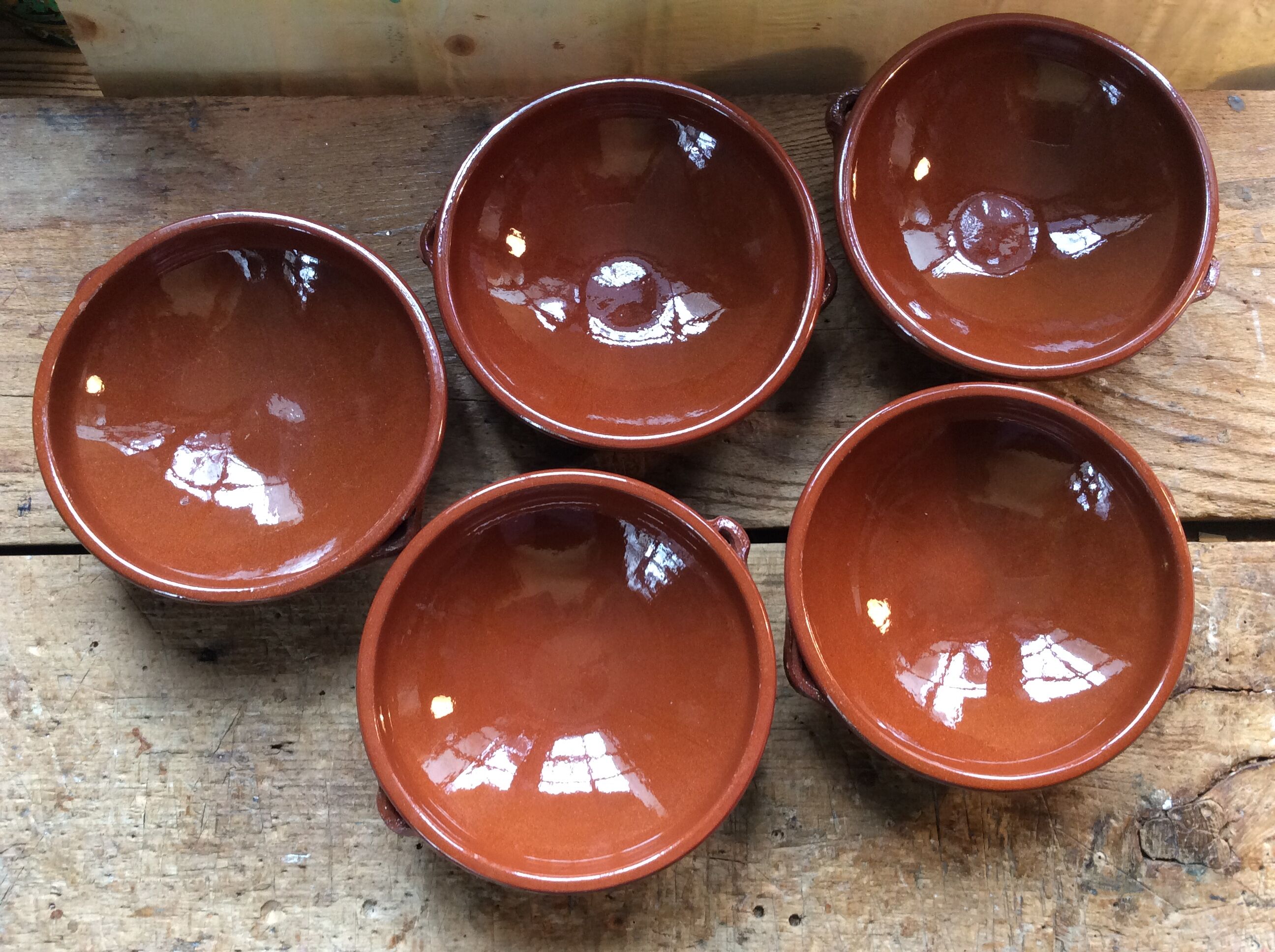 5 plates hollow or glazed earthenware dishes