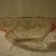 Oval bowl in crystal and frosted glass, pink and frosted.