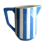 Sarreguemines milk jar, Fox Trott model, blue and white stripes