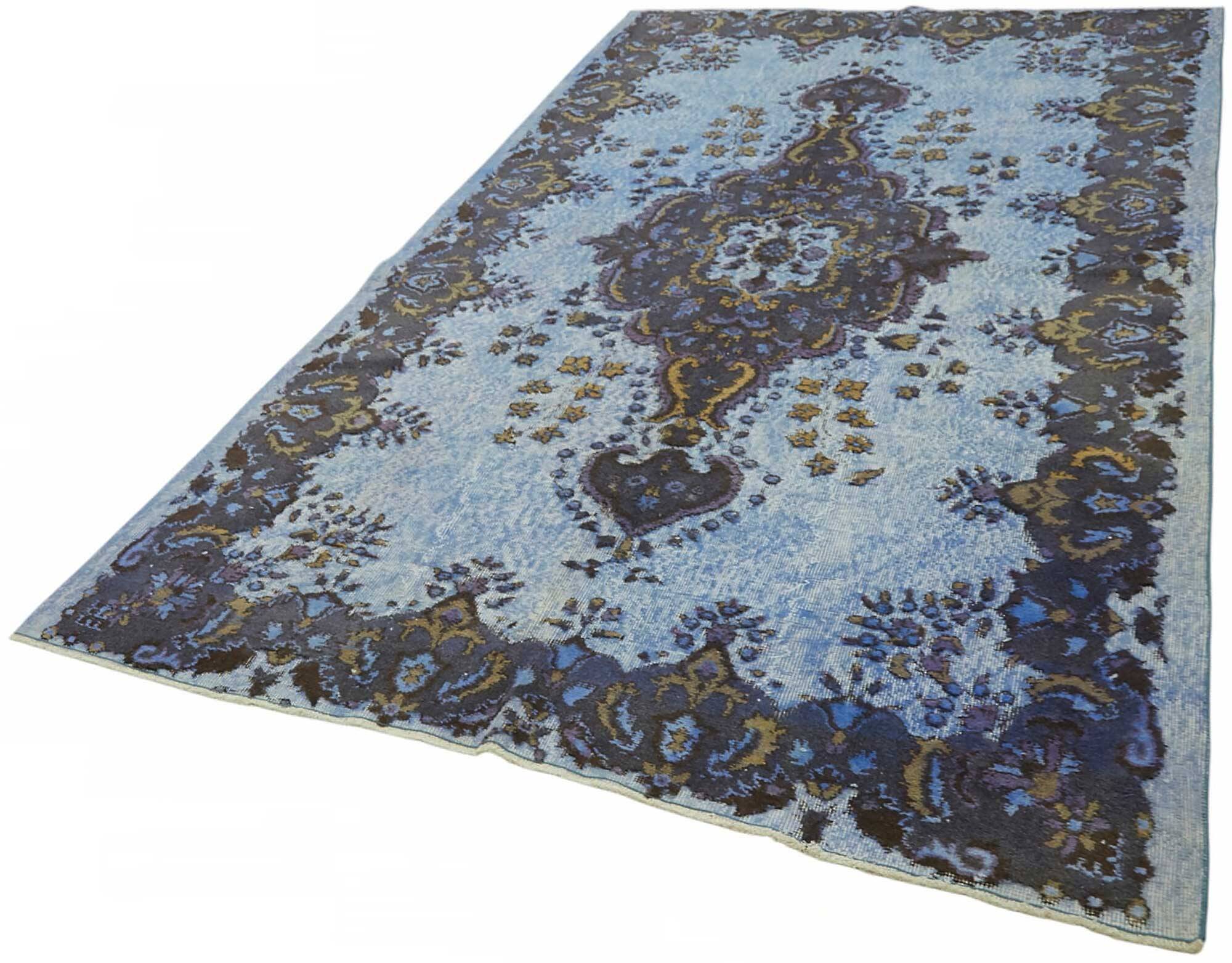 Overdyed Wool Vintage Handmade Carved Rug 173 cm x 296 cm