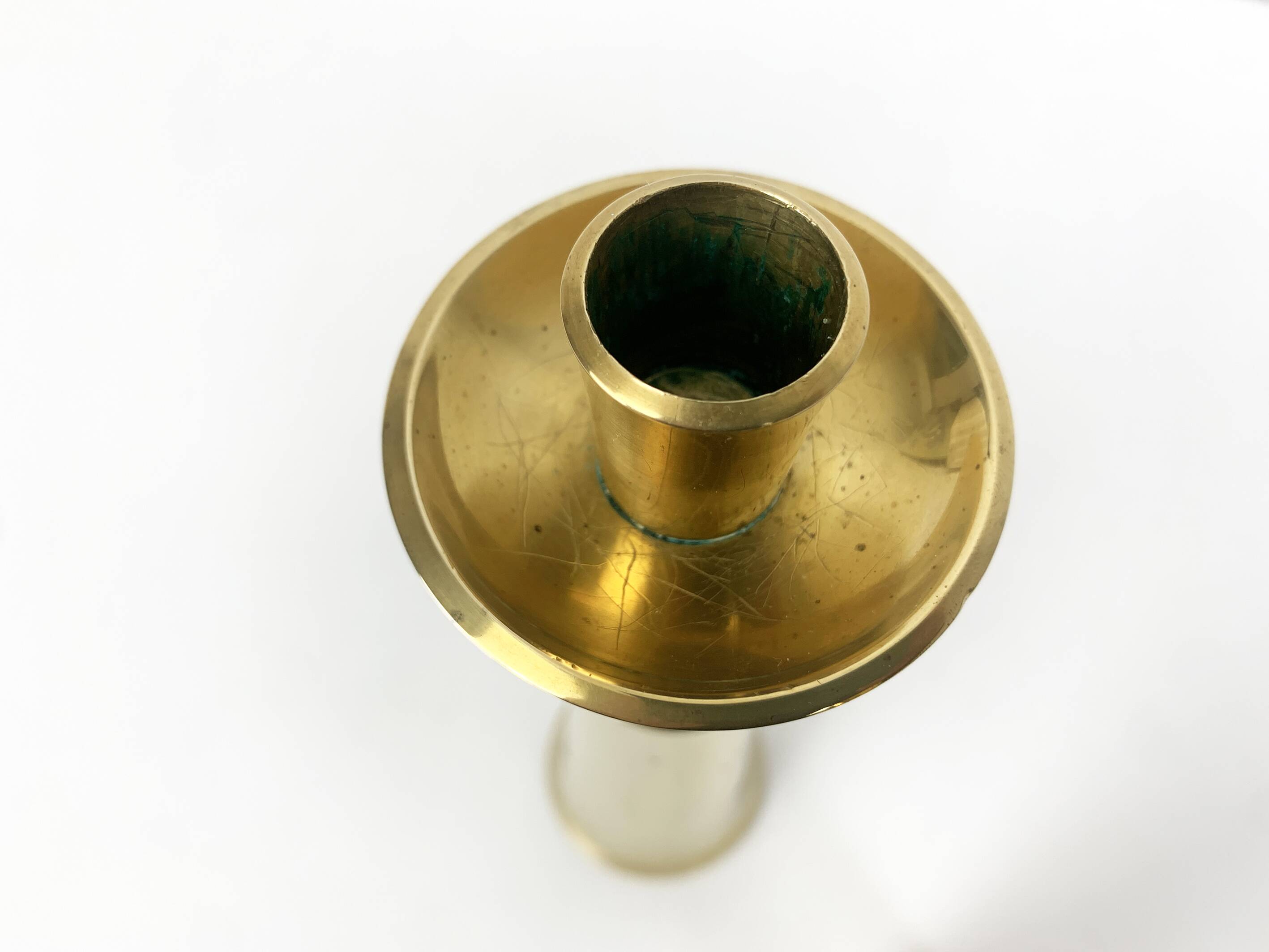 Pair of Scandinavian brass candle holders Jens Harald Quistgaard Dansk Design Denmark 1960-70