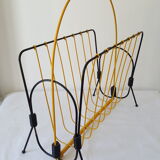 Black and yellow metal magazine holder 70s