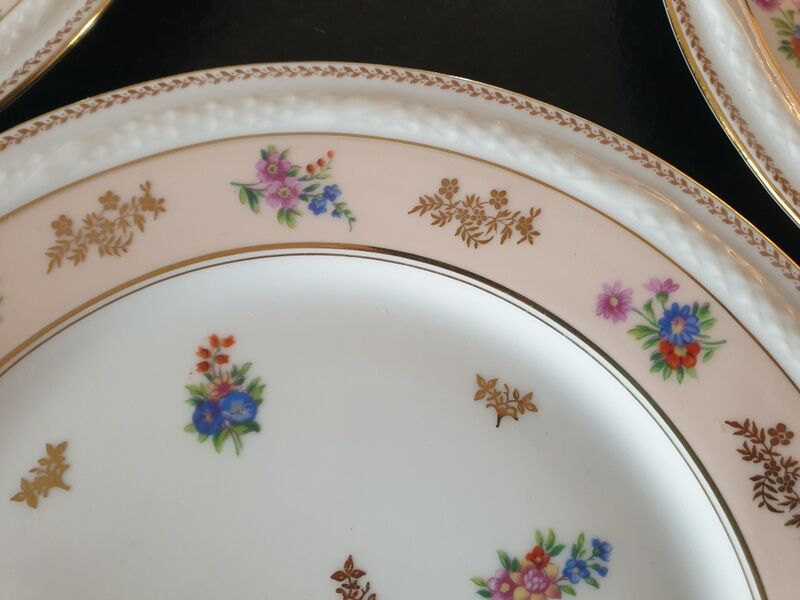 Series of 6 flat plates - limoges porcelain raynaud et cie