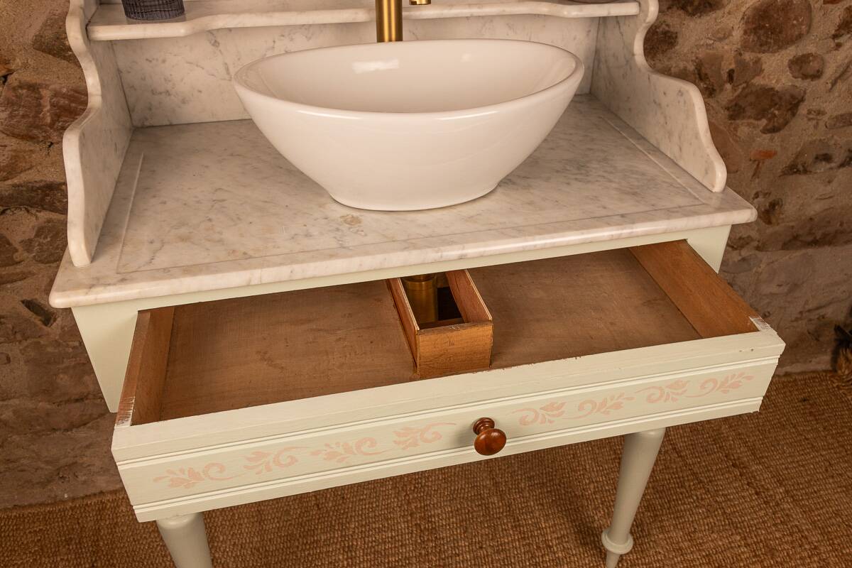 Antique sage green washstand