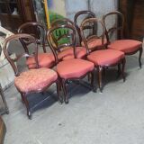 Series of 7 solid walnut chairs circa 1870