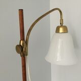 Lampadaire scandinave opaline teck années 60