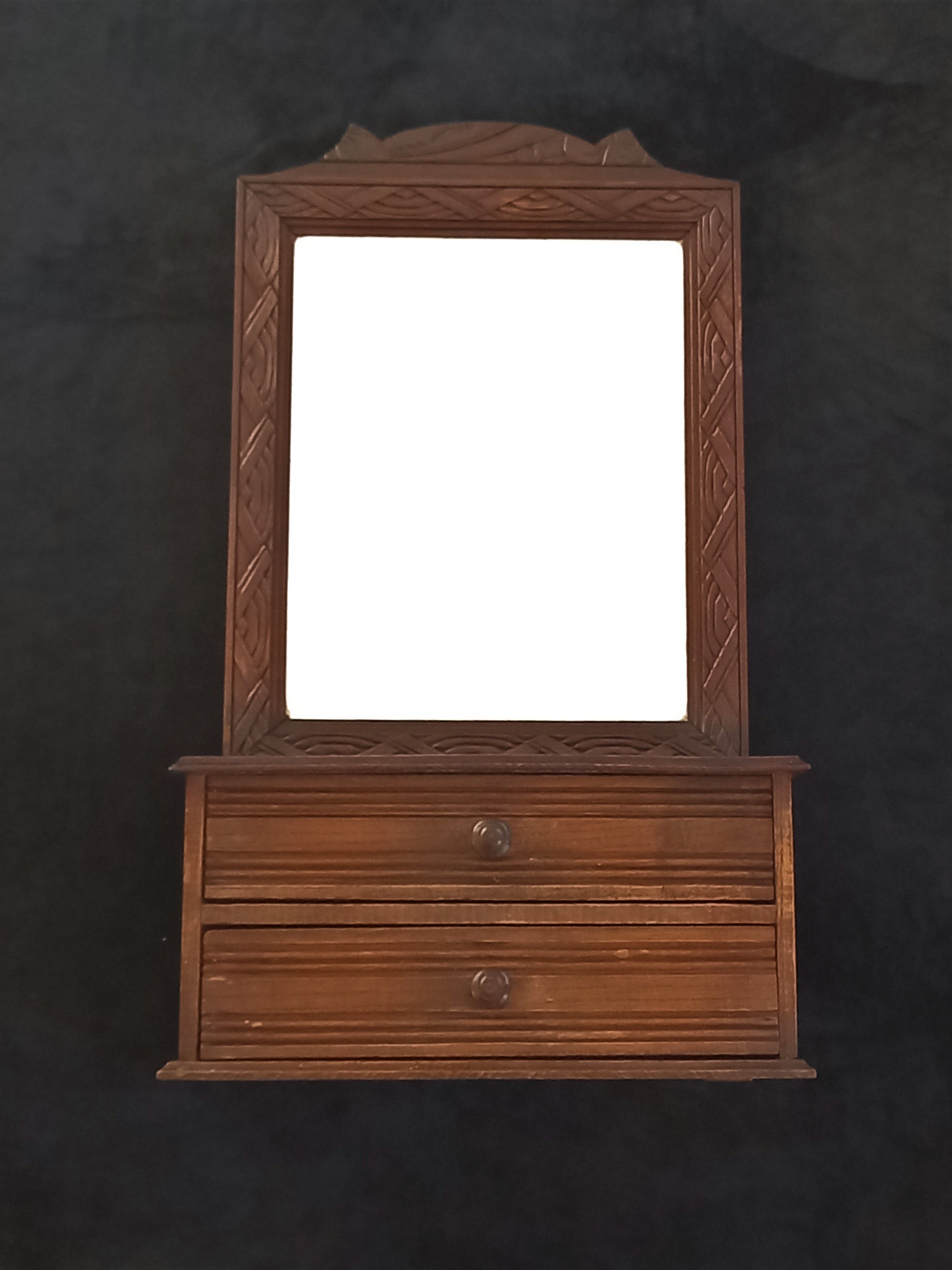 Art deco wall cabinet with mirror and two drawers