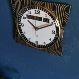 Vintage clock silent rectangular wall clock "jaz black gold"