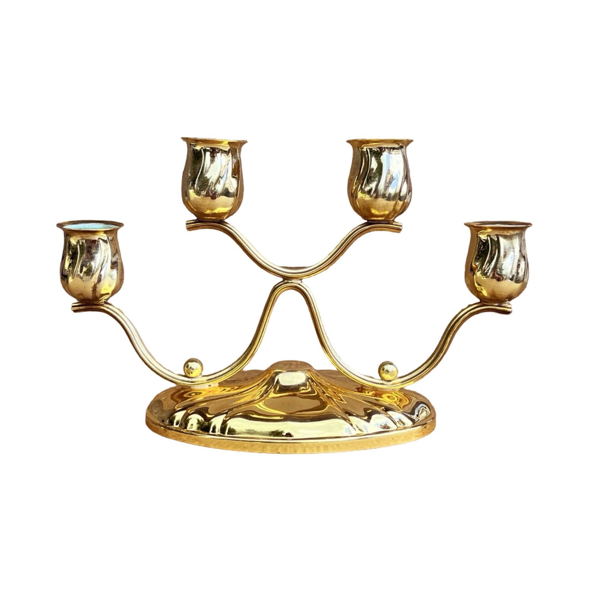 Four-light, gold-plated table candlestick, Germany, 1940s.